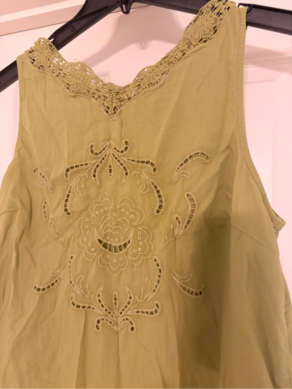 Sleeveless Lime Green Eyelet Shift Dress - Picture 3 of 3